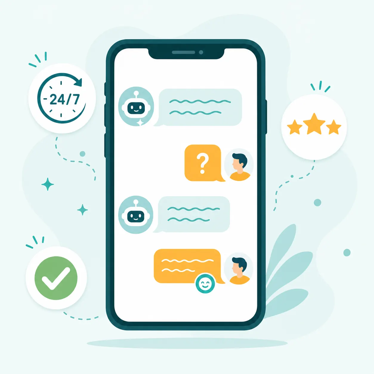 AI chatbot answering customer questions on a smartphone for small business customer service
